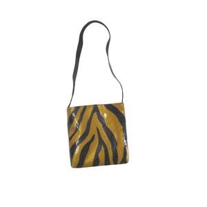 Glittersweet Tiger Print Tote Bag Glitter Gold Black Made in USA